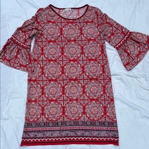 Max Studio Red Floral Medallion Scoop-Neck Dress